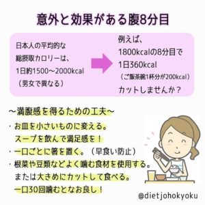 腹8分目でダイエット成功に近づこう♪♪